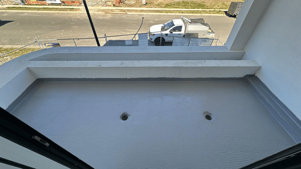 Balcony waterproofing membrane installation in Rouse Hill Sydney by Hills Waterproofing