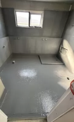 Bathroom waterproofing membrane installation in Box Hill Sydney by Hills Waterproofing